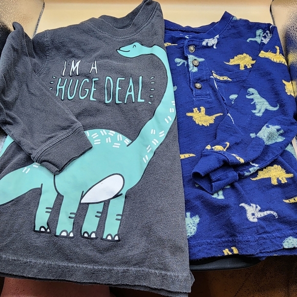 Carter's Other - Carter's 3T Dinosaur Long Sleeve Shirts Lot Toddler Child Blue Gray